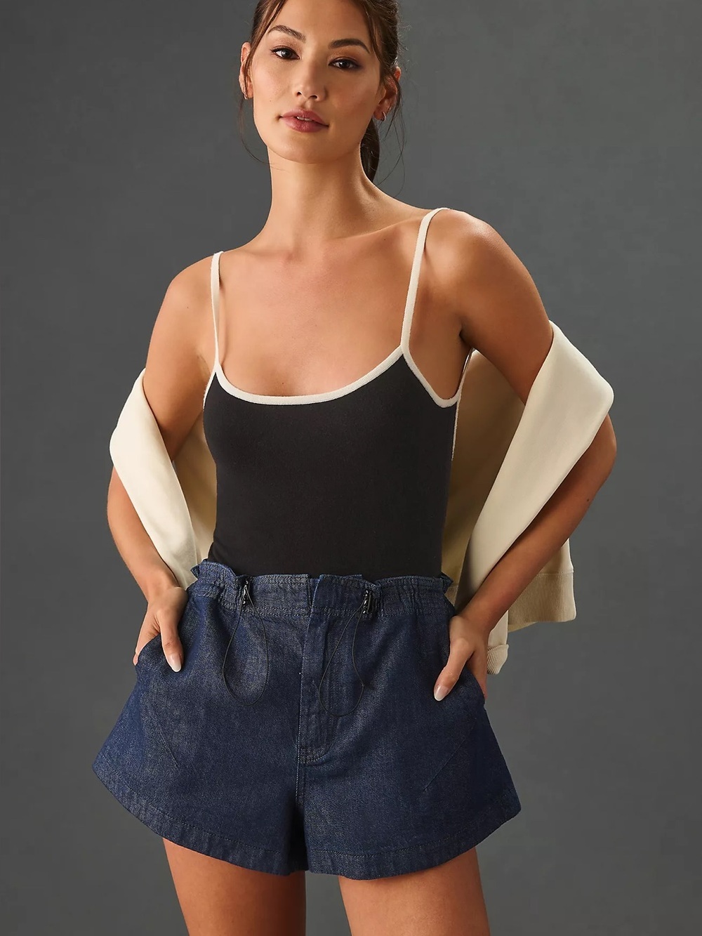 Pilcro Mid Rise Denim Parachute Shorts Women’s XS Blue Lyocell Utility Casual